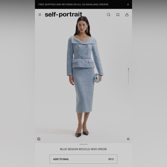 Self-Portrait Dresses & Skirts - Self Portrait BLUE SEQUIN BOUCLE MIDI DRESS